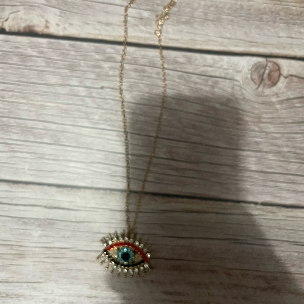 Gold Evil Eye Pendant Necklace